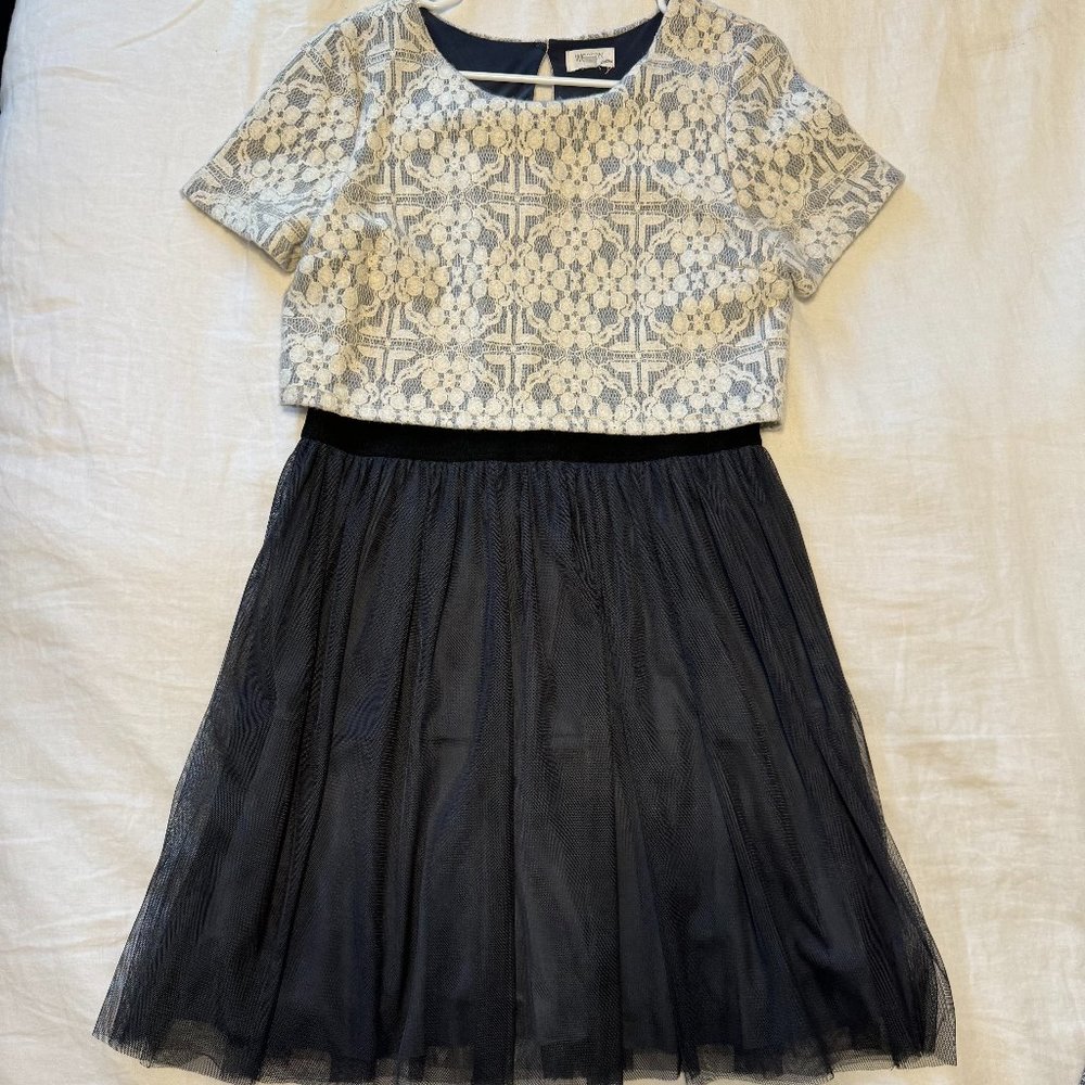 Blue & White Dress w/Tulle